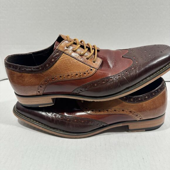 Stacy Adams Men's Wingtip Oxford Dress Shoes 8.5M 2-Tone Leather Brogue - Picture 16 of 16